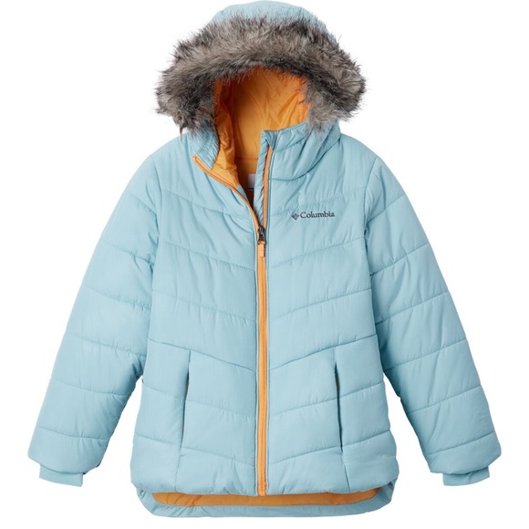 Columbia Sky Blue Puffer Jacket with Faux Fur Hood - Picture 3 of 7